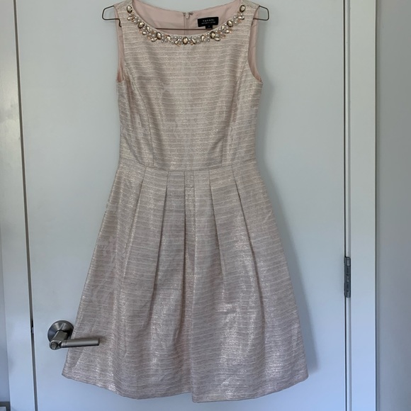 Tahari by ASL Metallic Brocade Pleated Dress - Picture 3 of 10